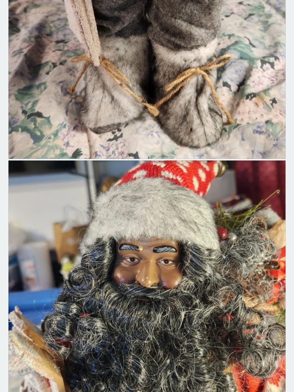 North Pole Trading Co Black African American Santa Claus Ski Figurine 18